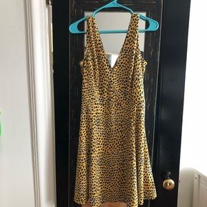 Yellow dress with blue pattern
